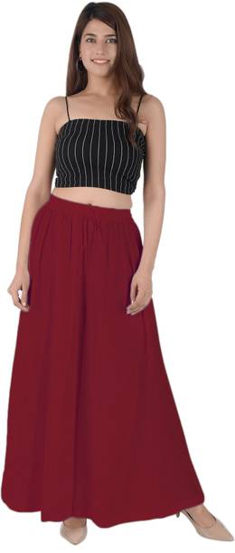 Jaipuri Print Women Comfort Fit Maroon Viscose Rayon Trousers