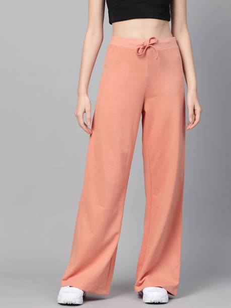 Women Relaxed Pink Cotton Blend Trousers