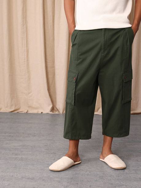 Mr Bowerbird Men Relaxed Green Pure Cotton Trousers