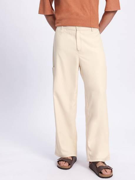 glitchez Regular Fit Men White Trousers