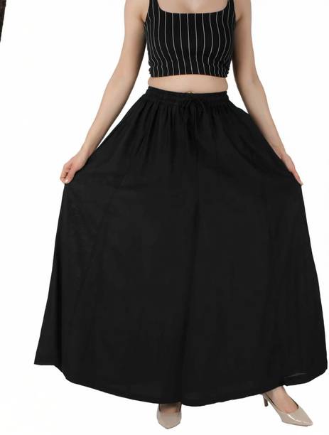 Jaipuri Print Women Flared Black Viscose Rayon Trousers