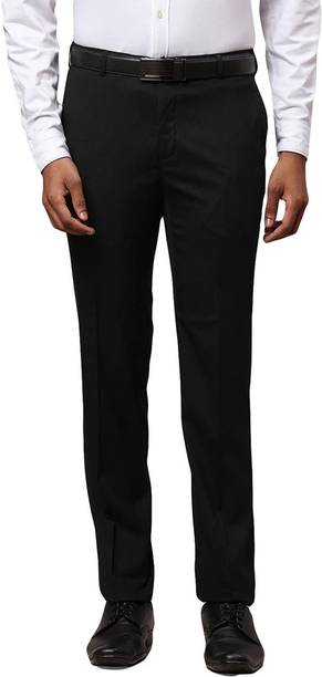 Men Slim Fit Black Viscose Rayon Trousers