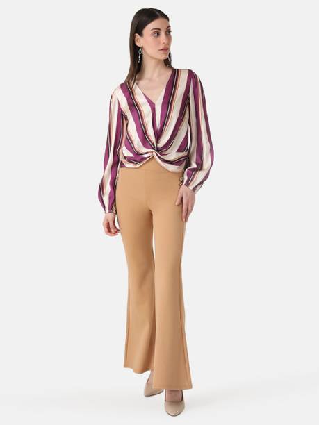 Women Brown Silk Blend Trousers