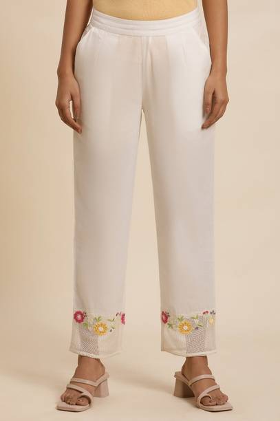 Women White Pure Cotton Trousers