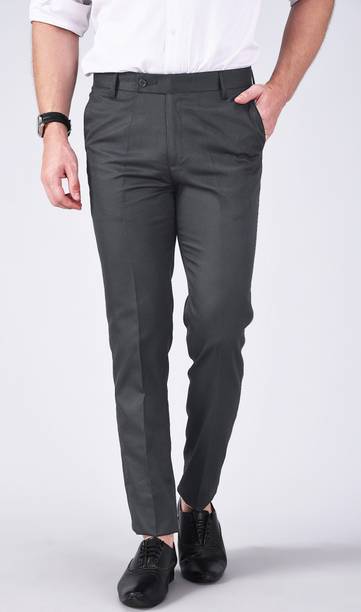 Men Regular Fit Grey Cotton Blend With Attached Dupatta Trousers