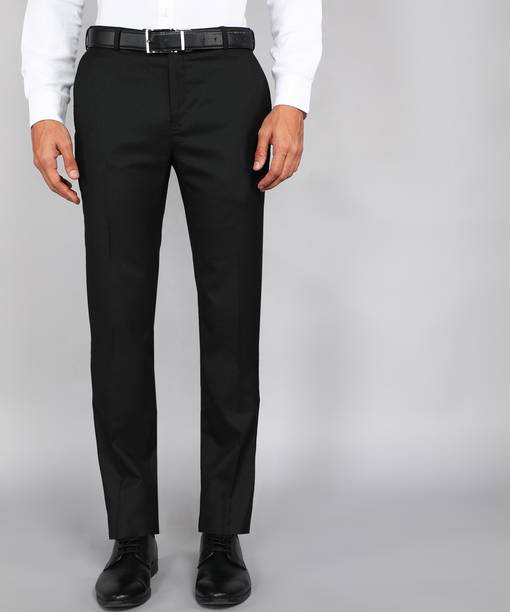 Raymond Men Slim Fit Black Polyester Trousers