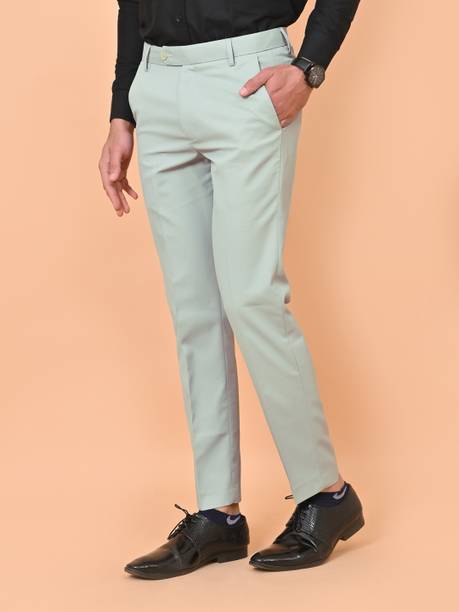 El Cielo Slim Fit Men Light Green Trousers