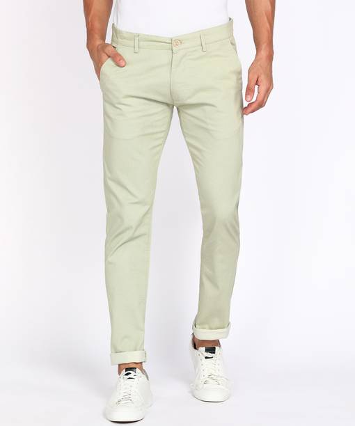 PETER ENGLAND Men Skinny Fit Beige Cotton Blend Trousers