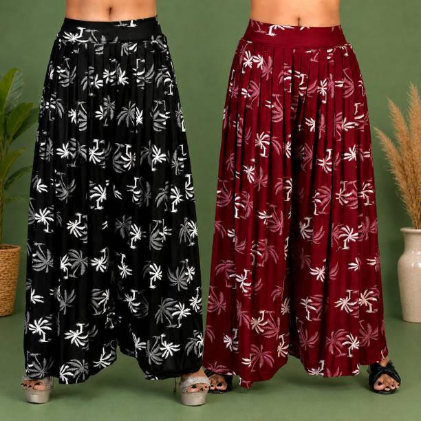 Fashion Bazaar Flared Women Black, Maroon Trousers