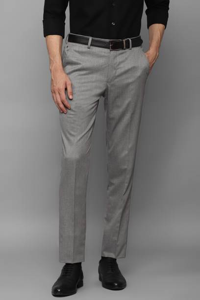 Men Slim Fit Grey Polycotton Trousers