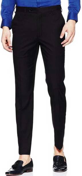 Formal Trousers/ Formal Pant Men Slim Fit Black Viscose Rayon Trousers