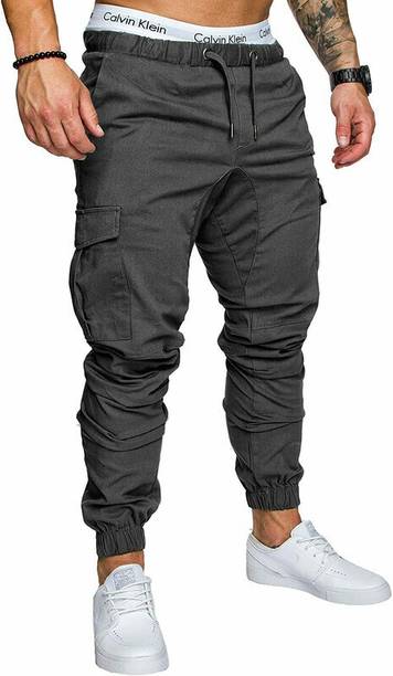 Men Slim Fit Dark Blue Pure Cotton Trousers