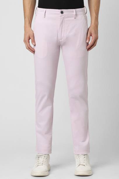 PETER ENGLAND Men Slim Fit Purple Cotton Blend Trousers