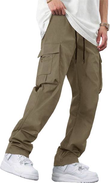 EyeBogler Men Regular Fit Brown Cotton Blend Trousers