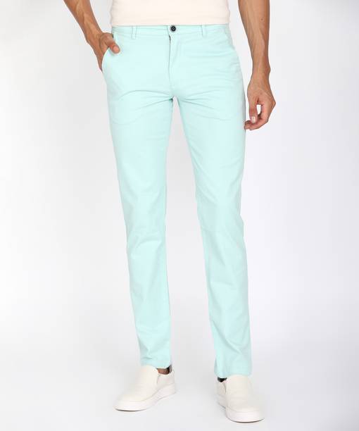 PETER ENGLAND Men Slim Fit Blue Cotton Blend Trousers