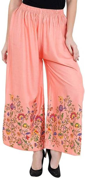 Women Comfort Fit Pink Cotton Blend Trousers