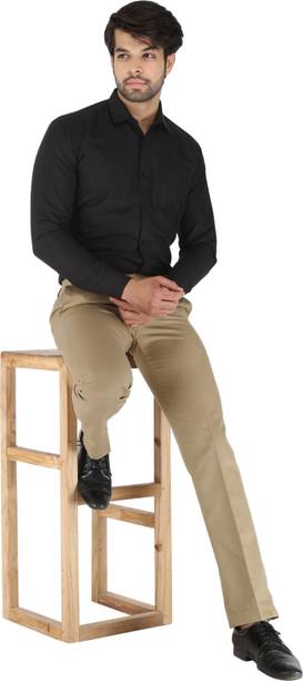 STREETCOUT Men Slim Fit Khaki Polyester Trousers
