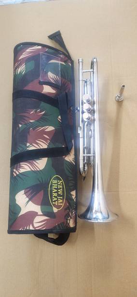 new jaibharat musicals trumpet bb nd(nadirali) model silver with army bag Bb Trumpet