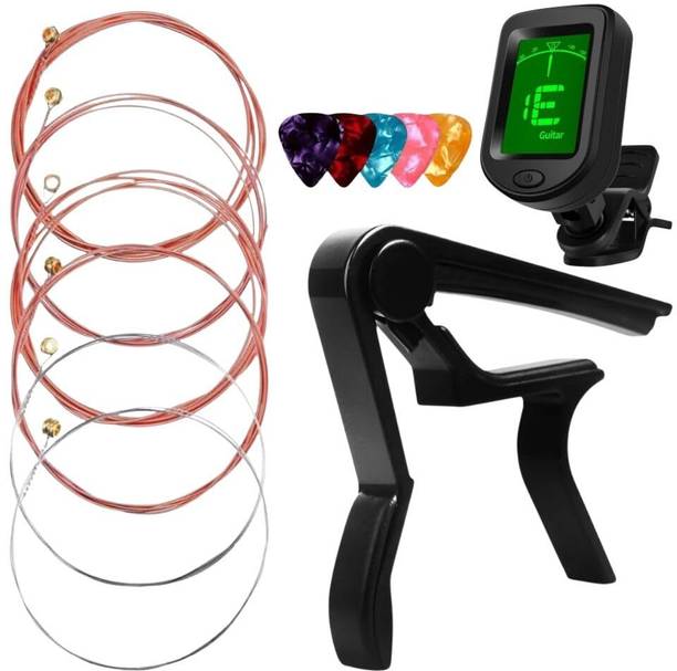 IMAGINEA Guitar Combo Kit with Tuner, Capo, Strings, 5 Picks|Guitar Parts Accessories Set Automatic Digital Tuner