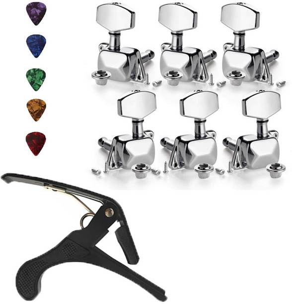 TechBlaze Guitar Tuning Keys 3L+3R for Acoustic Guitar With Guitar Capo + 5picks Manual Analog Tuner