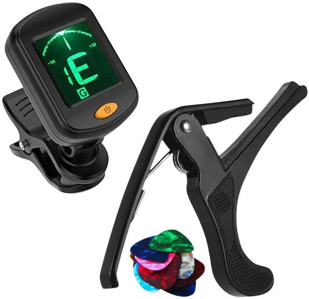 IMAGINEA Guitar Tuner Capo Picks Combo – Clip-On Tuner for Acoustic Electric Guitar Automatic Digital Tuner