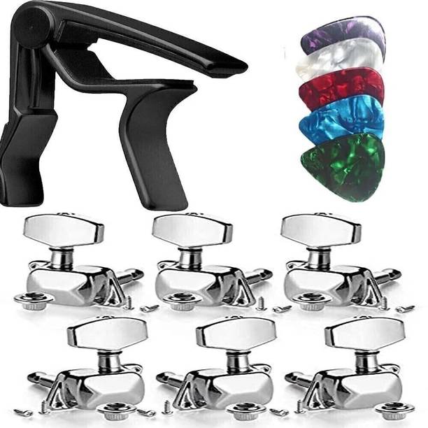 TechBlaze Guitar Keys 3L+3R Guitar Tuner Peg for Acoustic Guitar With Guitar Capo + 5picks Manual Analog Tuner