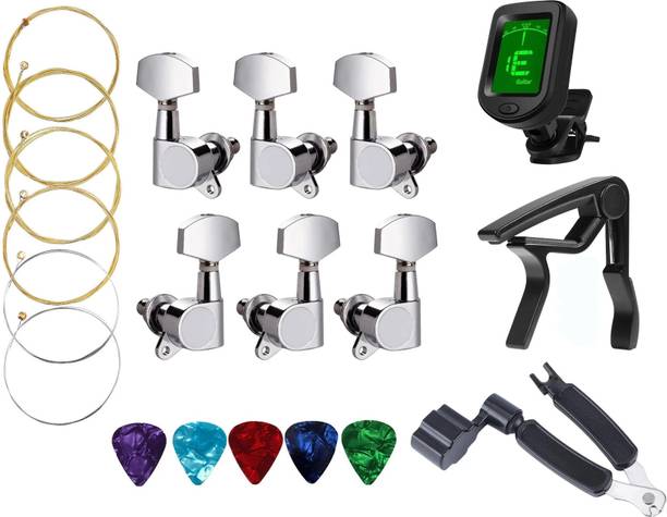 AMG Music Acoustic Guitar Key Tuner Capo String Winder Guitar String with 5 picks Combo Automatic Analog Tuner