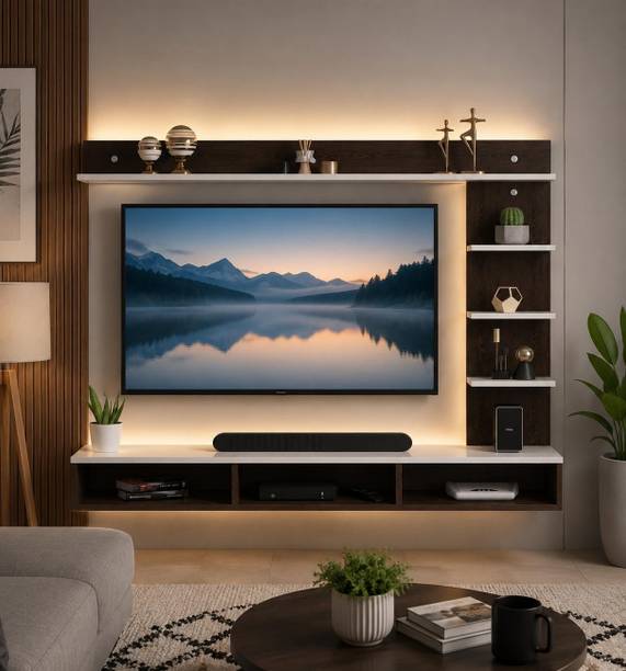 Aariwoody Futuristic Carving Engineered Wood TV Entertainment Unit