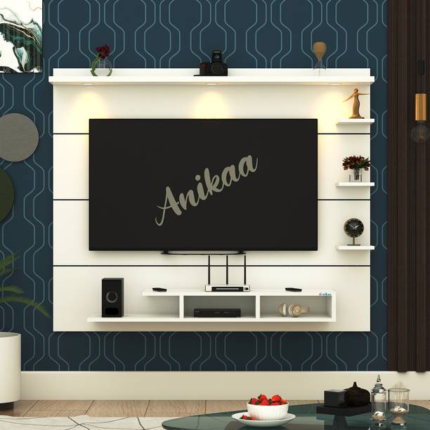 ANIKAA Nexa Wall Mount TV Unit Cabinet with 3 LED Lights & Shelves Ideal for Up to 43" Engineered Wood TV Entertainment Unit