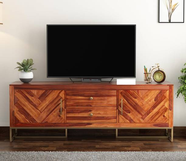 AMBICA WOODMART Solid Sheesham Wood T.V Unit with Storage, Wooden T.V Cebinet Solid Wood TV Entertainment Unit