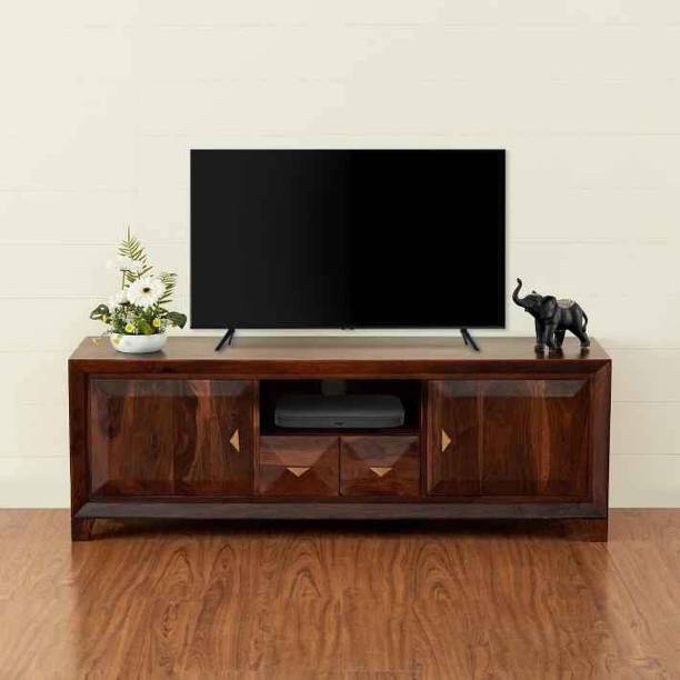 Rajasthali Wood Decor Wood TV Entertainment Unit For Home\Office Area, TV Cabinet Open & Close Shelves Solid Wood TV Entertainment Unit