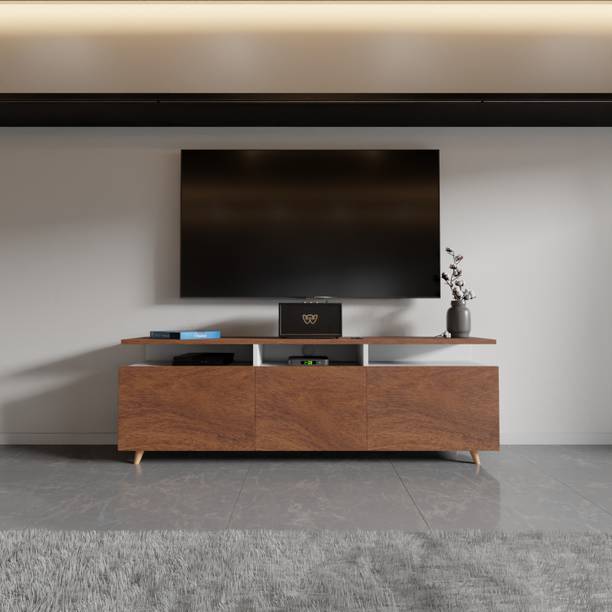 Divysa Berlin Tv Unit with Open Shelving – Ideal for Living Room, Bedroom Engineered Wood TV Entertainment Unit