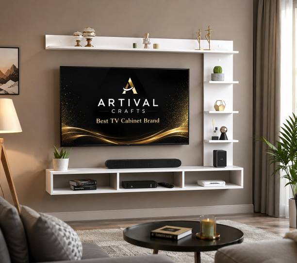 Artival Crafts Wood Wall Mounted Unit / TV Cabinet for Living Room | TV Up to 32 Inch TV Engineered Wood TV Entertainment Unit