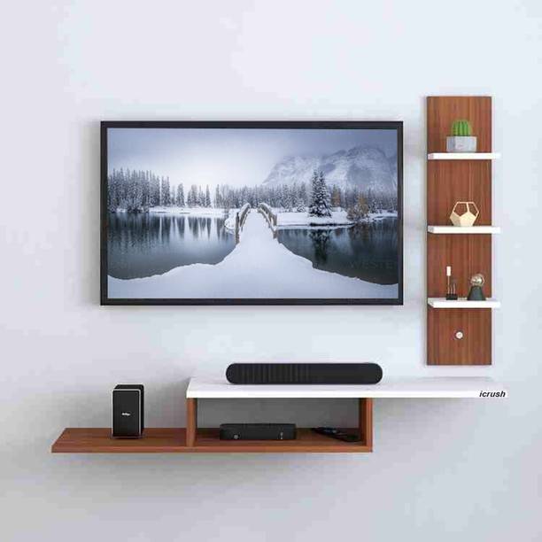 icrush New Z Shape TV Unit with Shelves for Display Upto 32-50 Inches Engineered Wood Engineered Wood TV Entertainment Unit