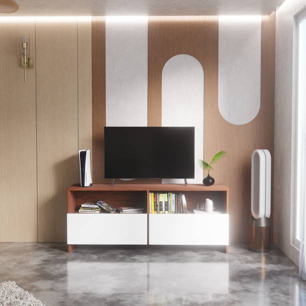 Ldaybug Modern Engineered Wood TV Unit with Open & Closed Storage for Living Room Engineered Wood TV Entertainment Unit