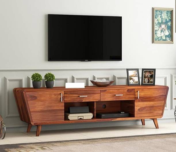 Rajasthali Wood Decor Wood TV Entertainment Unit For Home\Office Area, TV Cabinet Open & Close Storage Solid Wood TV Entertainment Unit