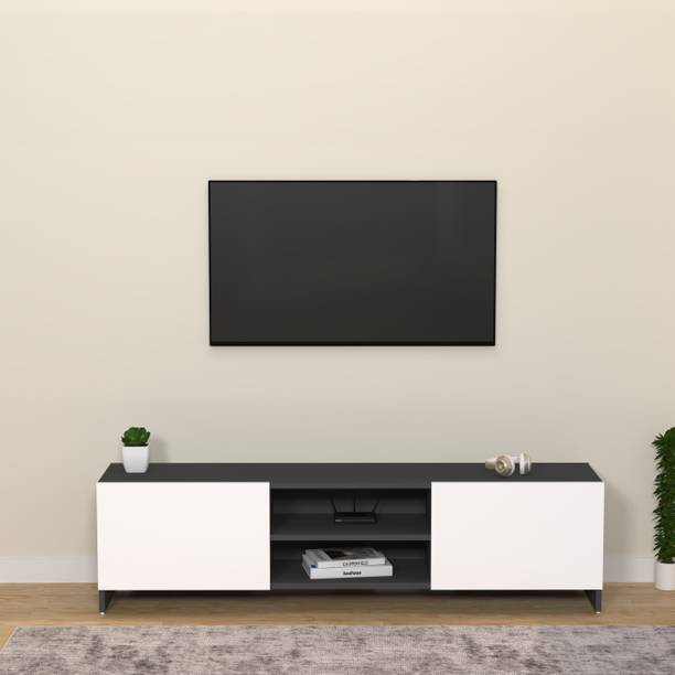 Divysa Modern TV Cabinet for Living Room with Storage Shelves and Closed Cabinets Engineered Wood TV Entertainment Unit