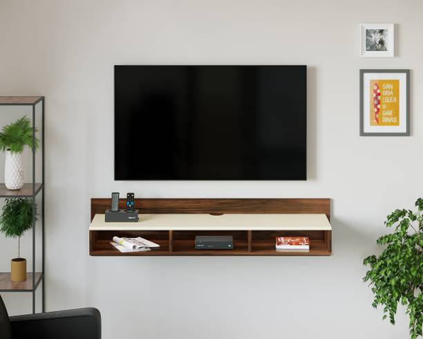 BLUEWUD Reynold Wall Mounted Set Top Box TV Stand With Shelves for Storage Engineered Wood TV Entertainment Unit