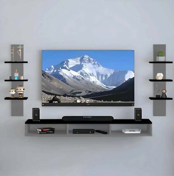 K K HANDICRAFTS Modern Wall Mounted TV Entertainment Unit with Floating Shelf & Decorative Engineered Wood TV Entertainment Unit