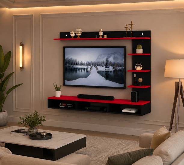 Wookart Wookart Modern Wall Mounted TV Unit | Floating TV Cabinet with Storage Shelves Engineered Wood TV Entertainment Unit