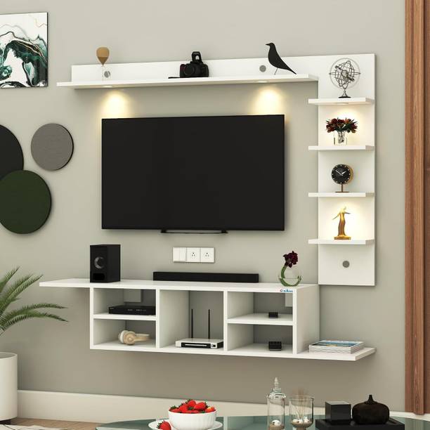 ANIKAA LED Light TV Unit TV Stand Engineered Wood TV Entertainment Unit