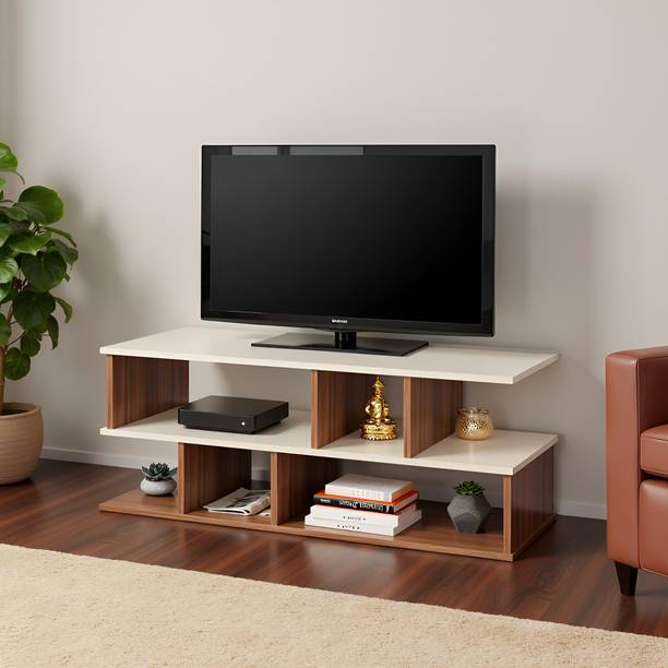FURNEASER Cosco TV Table, LED Cabinet, Stand for 43" TV, Engineered Wood TV Entertainment Unit