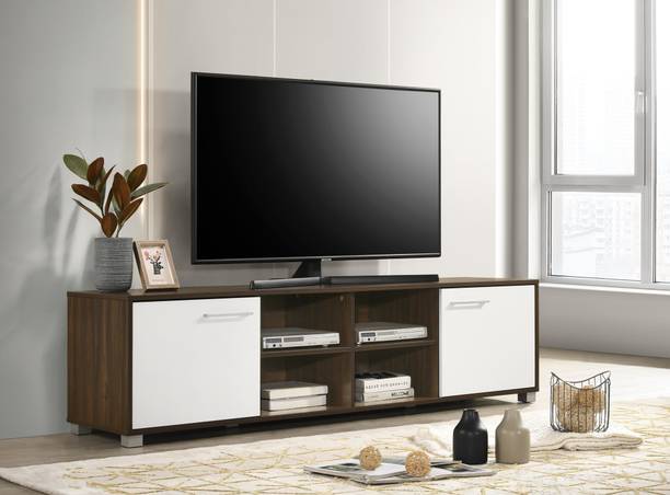 DeckUp Uniti Walnut & White Engineered Wood TV Entertainment Unit