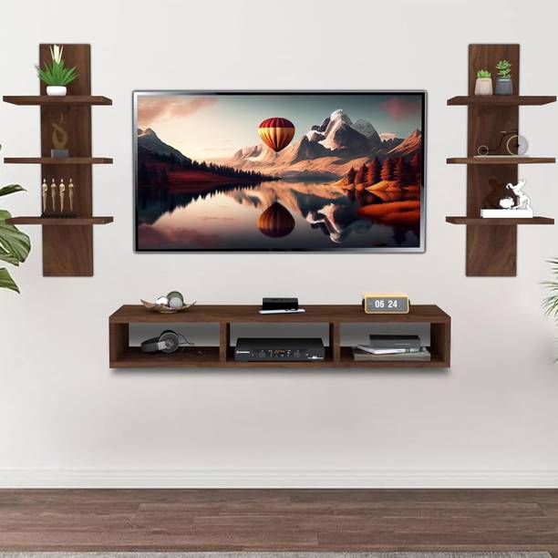 Home wood wooden tv unit table wall mount (Wenge). Engineered Wood TV Entertainment Unit