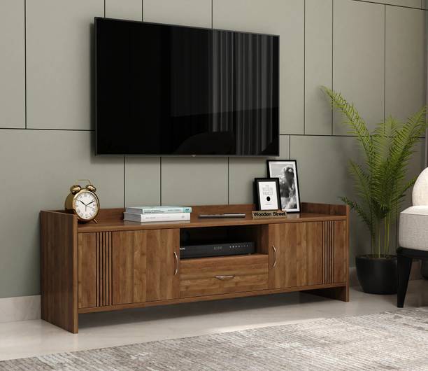 Wooden Street Sahira Floor Rested TV Cabinet for Living Room With Drawer Storage Engineered Wood TV Entertainment Unit