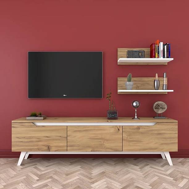 Sku Craft Matte Finish M48 TV Unit with Wall Shelves Engineered Wood TV Entertainment Unit