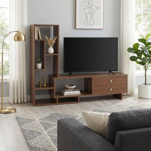 raywud Urban Nest Walnut Engineered Wood TV Entertainment Unit