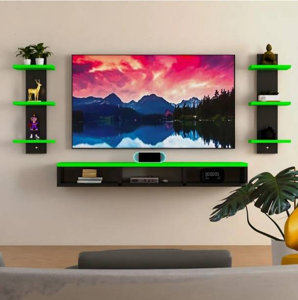 K K HANDICRAFTS Modern Wall Mounted TV Entertainment Unit with Floating Shelf & Decorative Engineered Wood TV Entertainment Unit