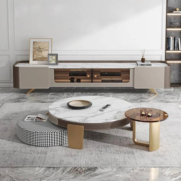 NG Decor TV Stand Sintered Stone with Storage Media Console for TV up to 85" Engineered Wood TV Entertainment Unit