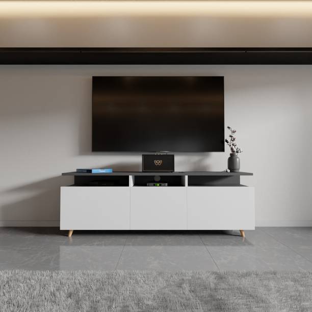 FunTree Berlin Tv Unit with Open Shelving, Ideal for Living Room, Bedroom Engineered Wood TV Entertainment Unit
